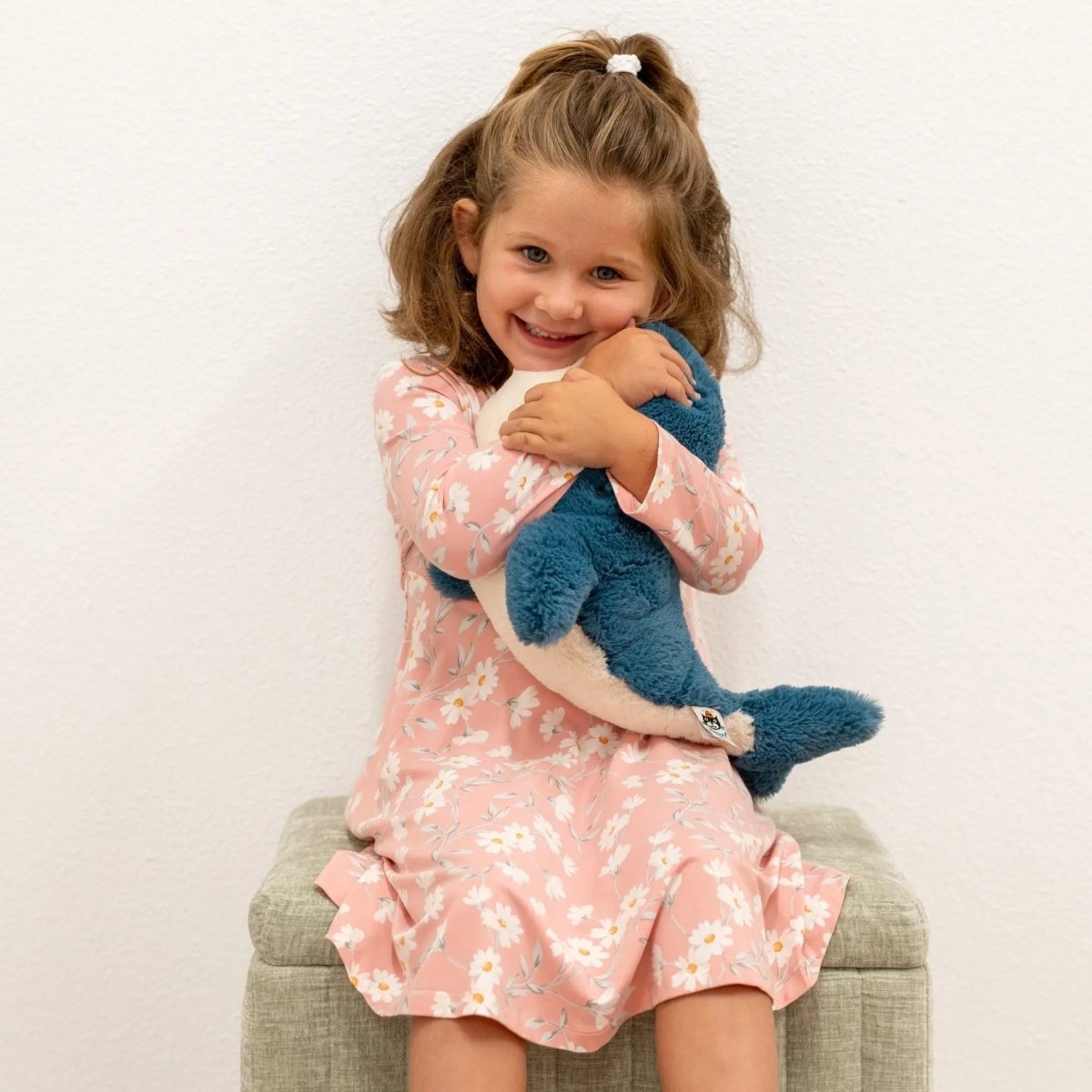 Sweet Bamboo Swirly Girl Knee Length Dress with Long Sleeves for Little Girls - 