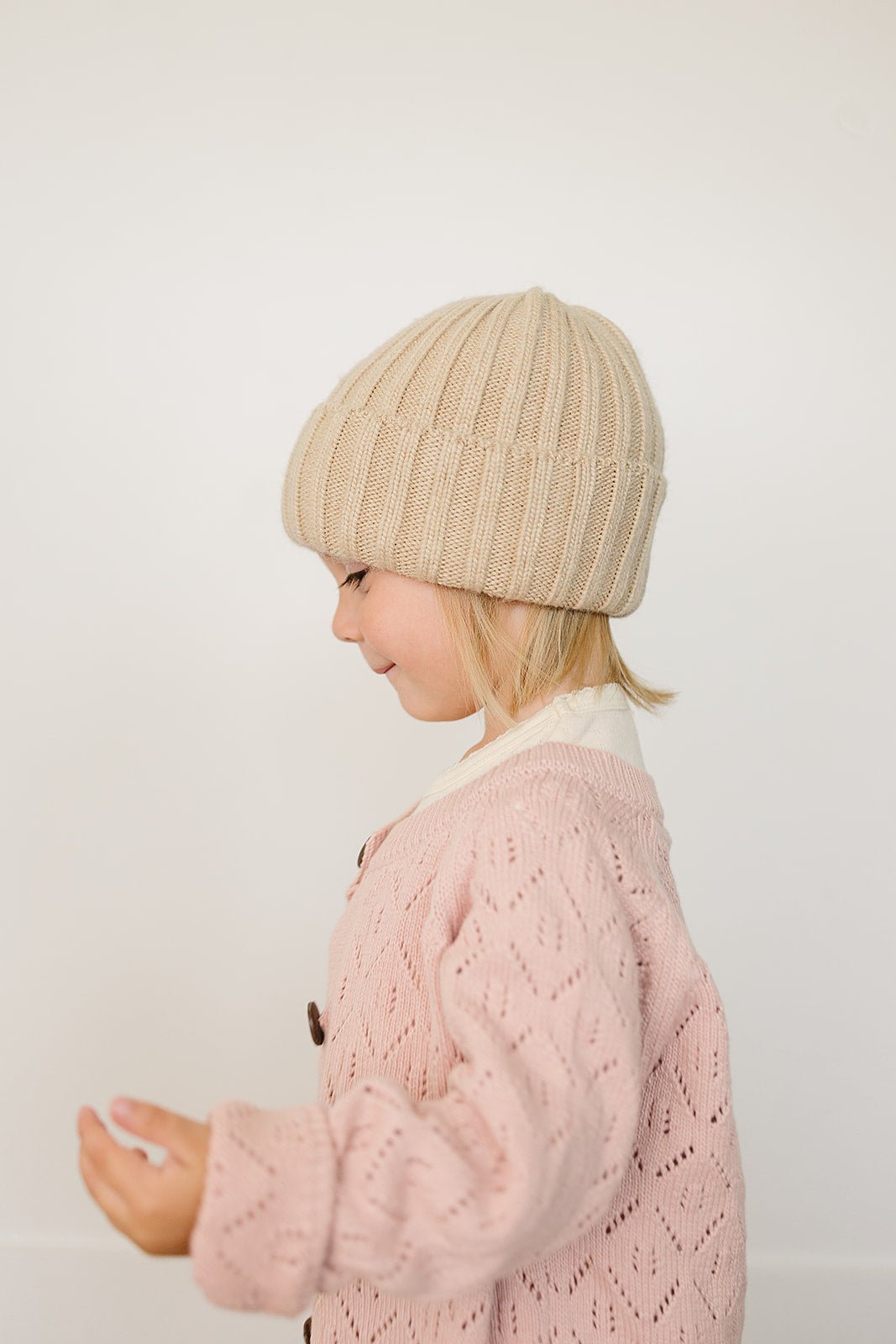 Mebie Baby Tan Chunky Knit Beanie - 