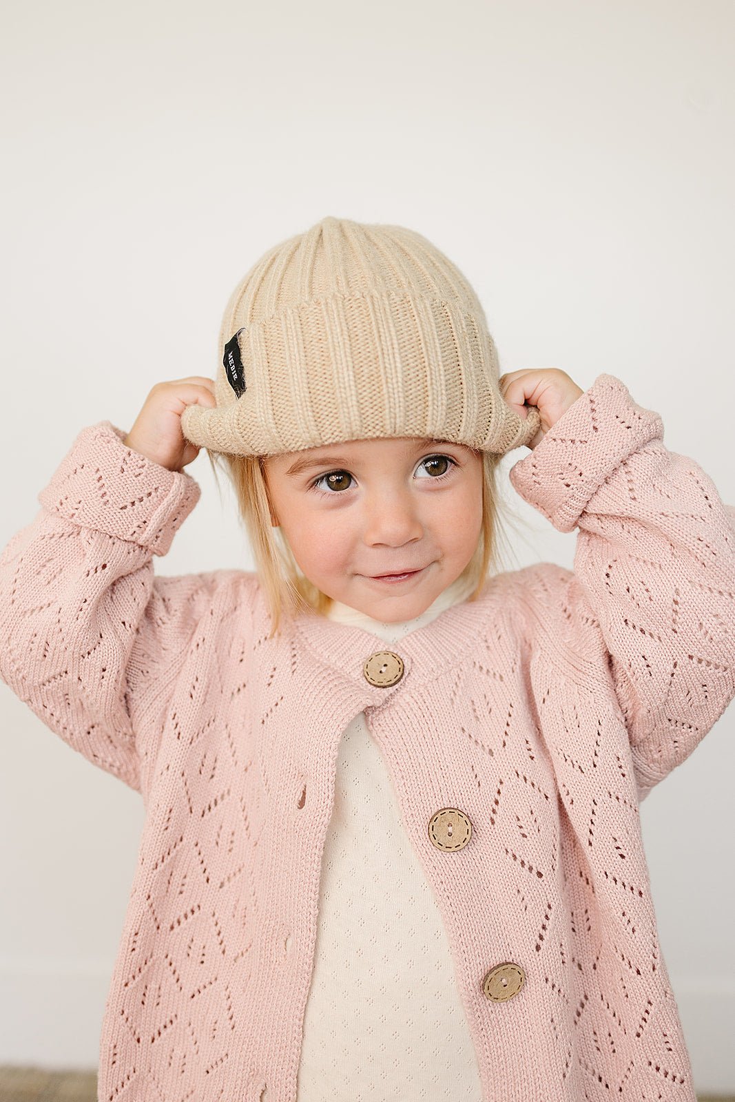 Mebie Baby Tan Chunky Knit Beanie - 