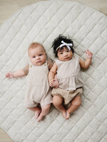 Mebie Baby Tan Stripes Peplum Set - 