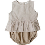 Tan Stripes Peplum Set - Baby & Toddler Clothing, Textile, Fashion, Pink, One-piece garment | Everetts Place