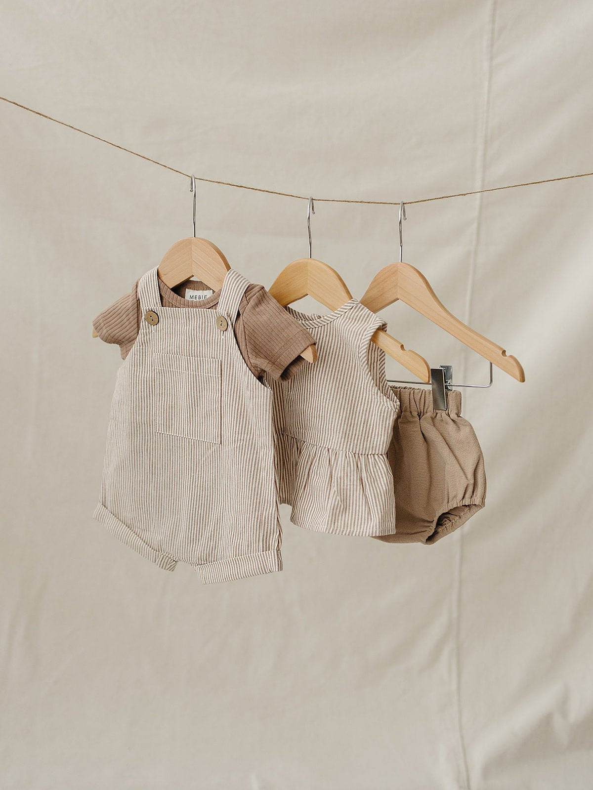 Mebie Baby Tan Stripes Peplum Set - 