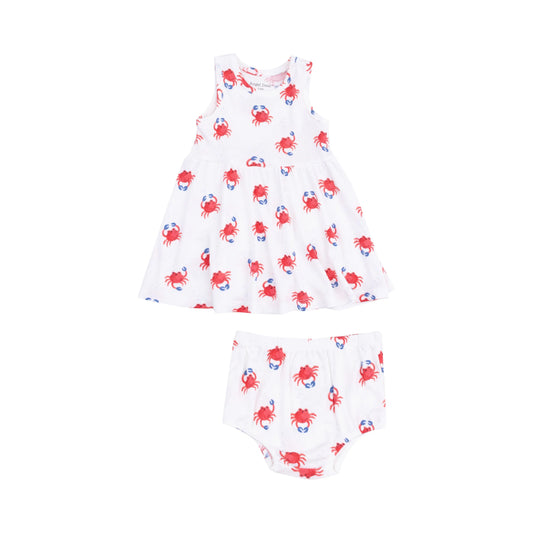 Tank Dress and Bloomer Set for Girls Crabby Cuties Twirl Ready Summer Outfit.
