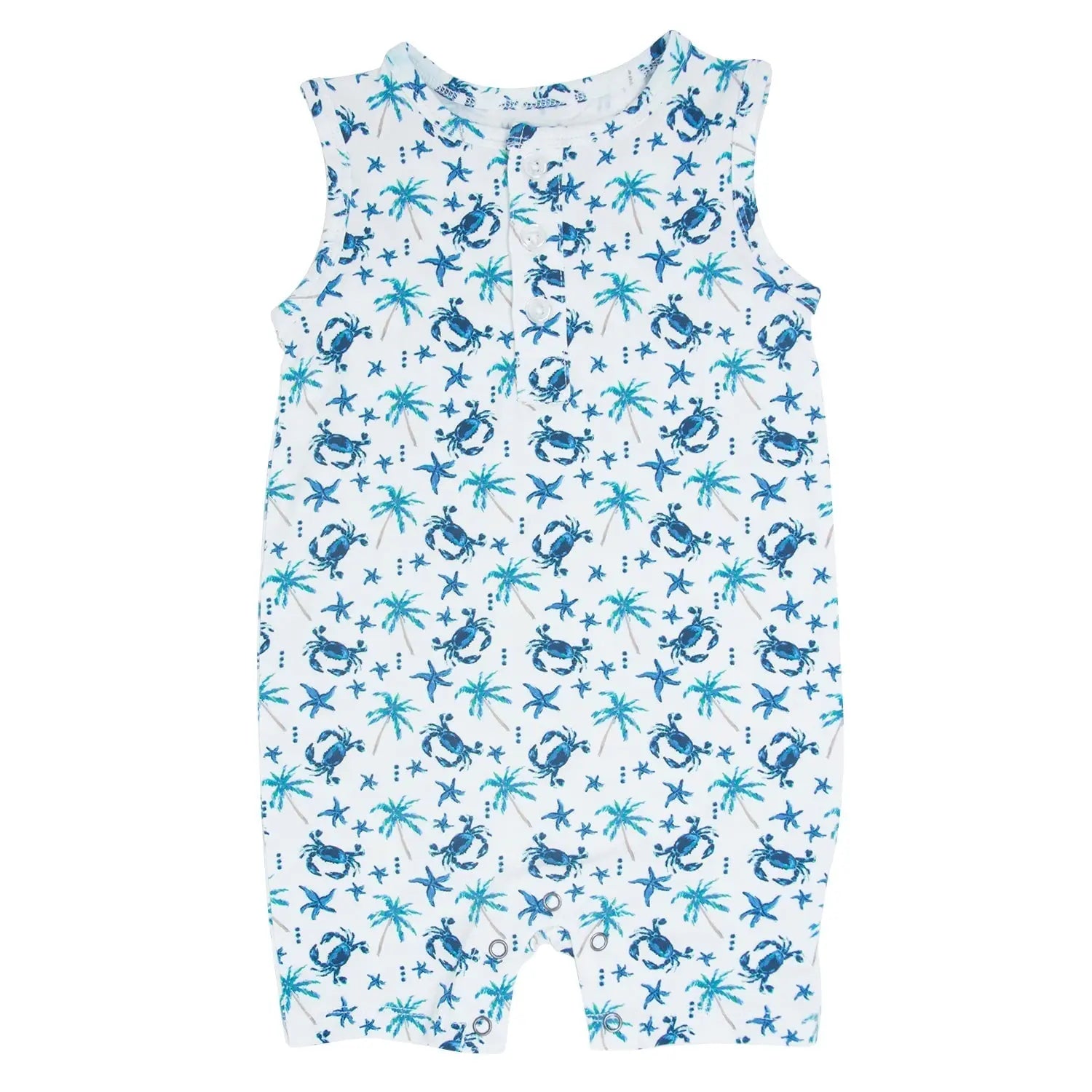 Sweet Bamboo Blue Crabs Tank Romper for Infants and Toddlers Comfortable Summer Wear - Apparel & Accessories > Clothing > Baby & Toddler Clothing > Baby One-Pieces Rompers