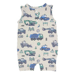 Sweet Bamboo Adorable Kids Romper with Trucks and Diggers Design for Summer Fun - Apparel & Accessories > Clothing > Baby & Toddler Clothing > Baby One-Pieces Rompers