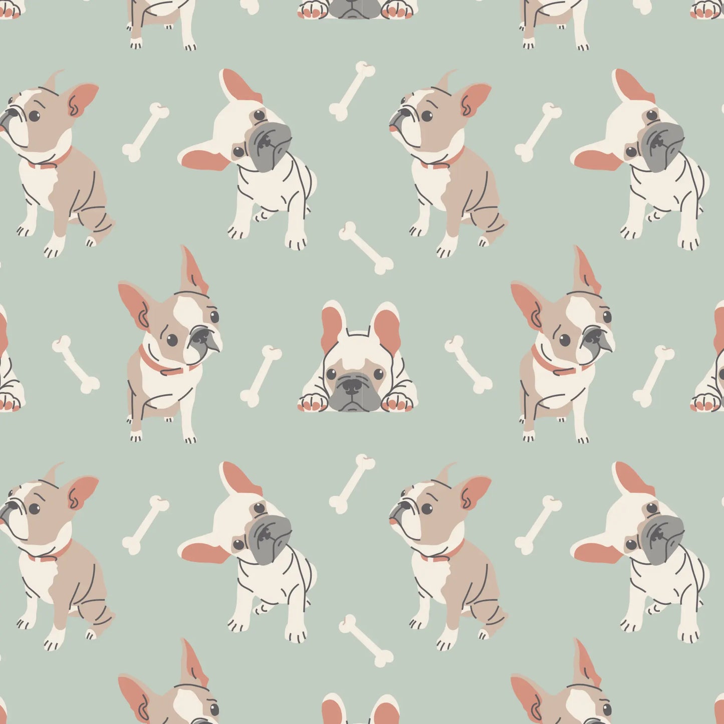 Mint Frenchie Puppy Tank Romper for Kids Summer Wear Sweet Bamboo