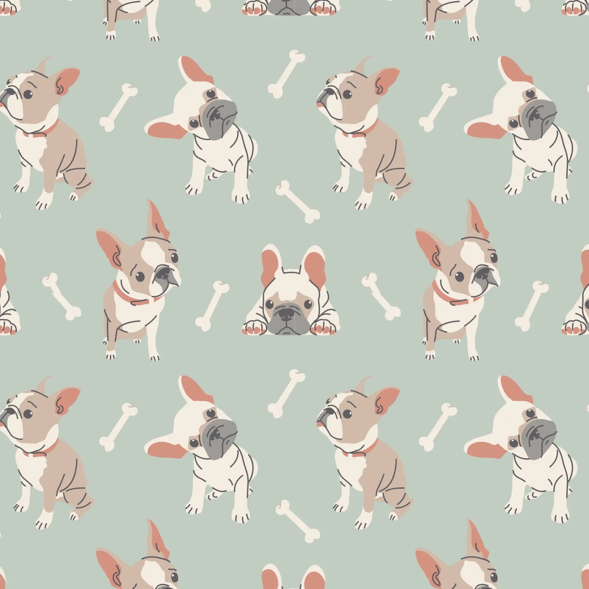 Mint Frenchie Puppy Tank Romper for Kids Summer Wear Sweet Bamboo