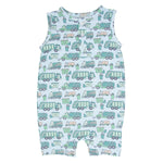 Sweet Bamboo Garbage Trucks Recycle Romper for Active Kids in Summer - Apparel & Accessories > Clothing > Baby & Toddler Clothing > Baby One-Pieces Rompers