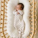Mebie Baby Taupe Checkered Bamboo Knot Gown - 