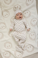 Mebie Baby Taupe Checkered Bamboo Knot Gown - 