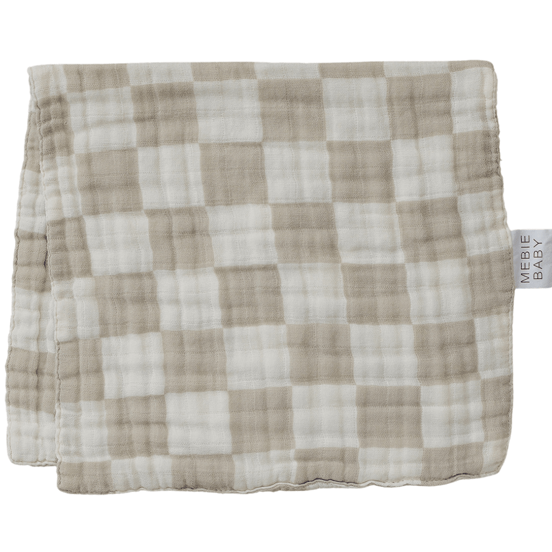 Mebie Baby Taupe Checkered Muslin Burp Cloth For Feeding And Burping By Mebie Baby - 