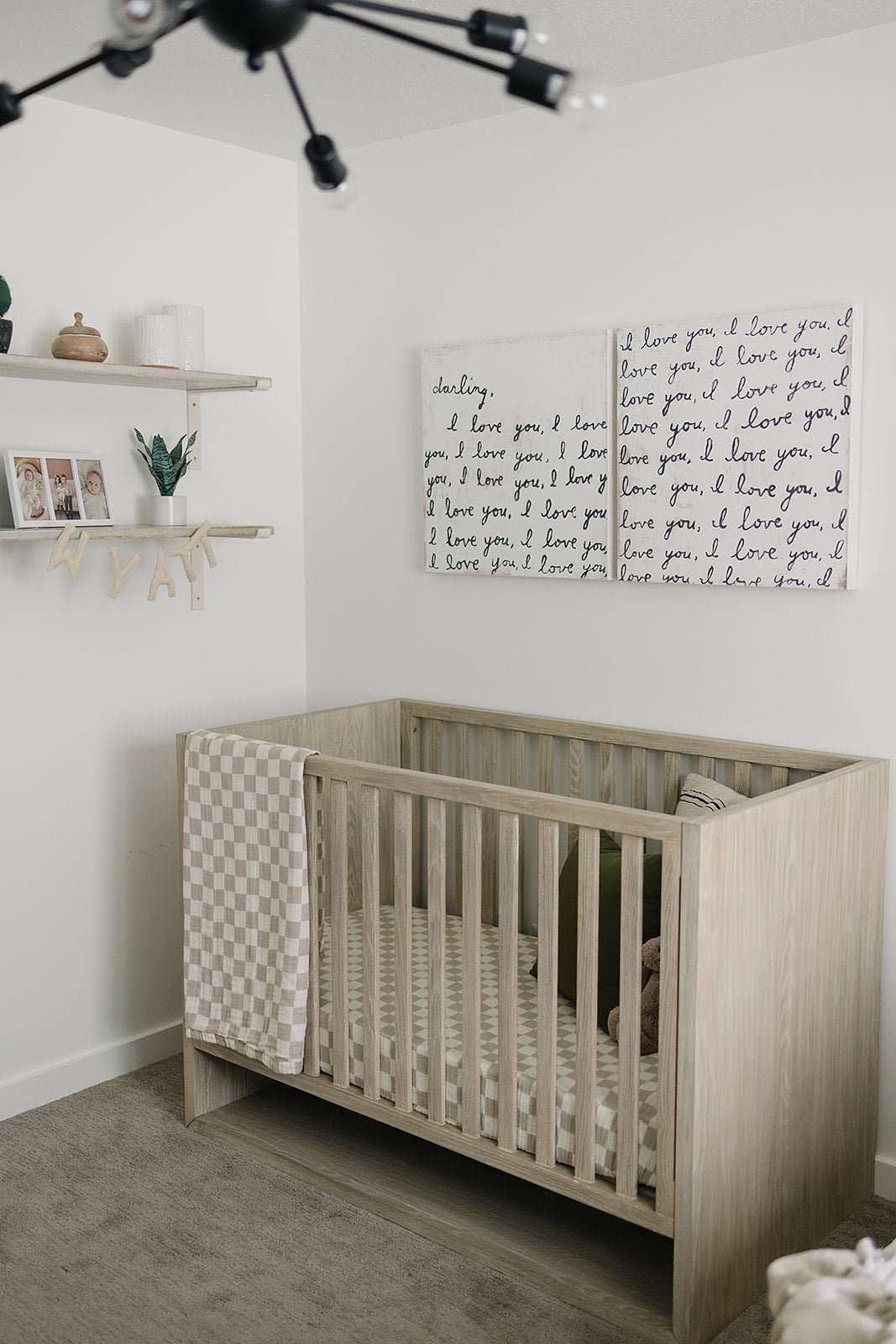 Mebie Baby Taupe Checkered Muslin Crib Sheet - 