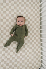 Mebie Baby Taupe Checkered Muslin Crib Sheet - 