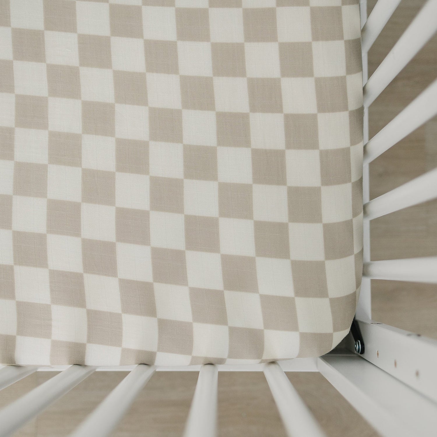 Taupe Checkered Muslin Crib Sheet - Design, Mattress, Bed, Infant bed, Bassinet | Everetts Place