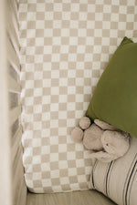 Mebie Baby Taupe Checkered Muslin Crib Sheet - 