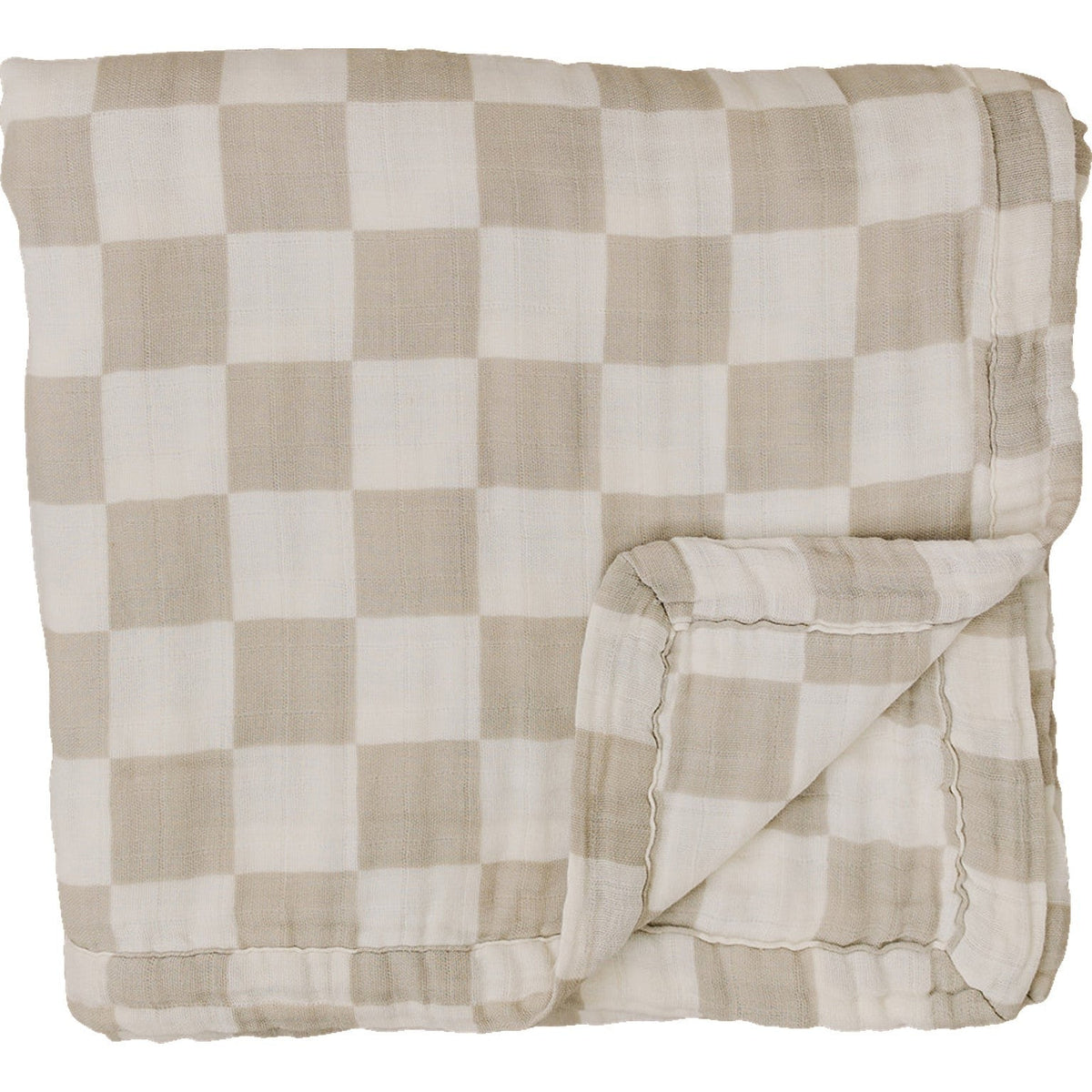 Taupe Checkered Muslin Quilt - Linens, Plaid, Scarf, Blanket, Wool | Everetts Place