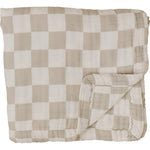Taupe Checkered Muslin Quilt - Linens, Plaid, Scarf, Blanket, Wool | Everetts Place