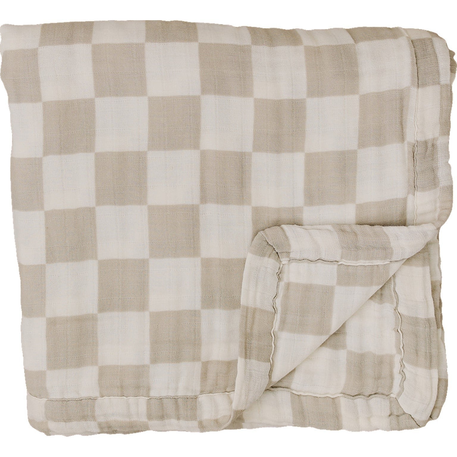 Taupe Checkered Muslin Quilt - Linens, Plaid, Scarf, Blanket, Wool | Everetts Place