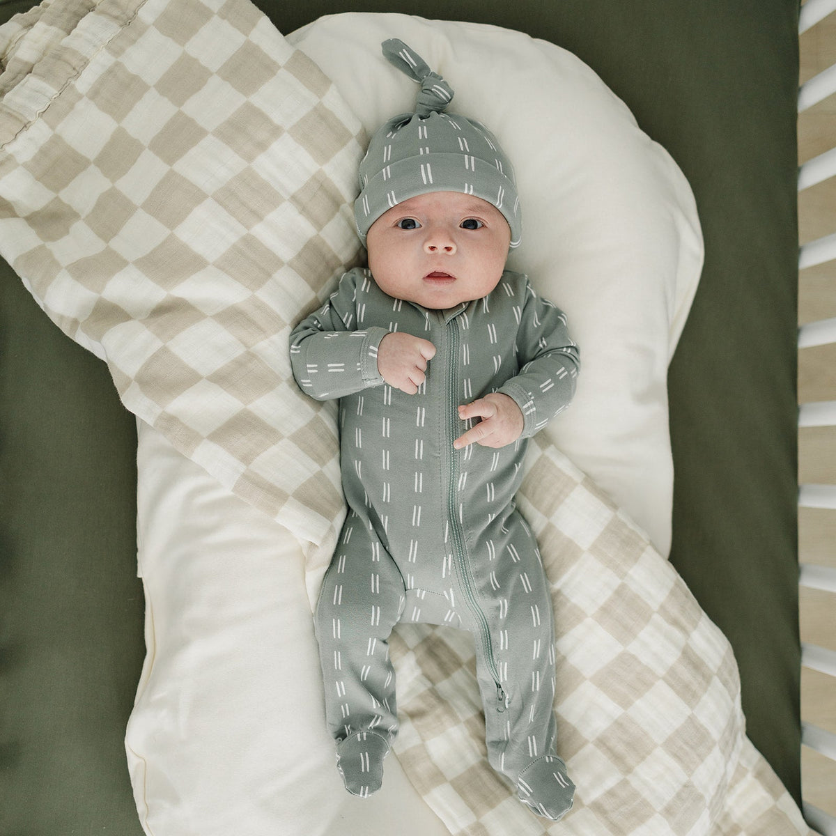 Mebie Baby Taupe Checkered Muslin Quilt - 