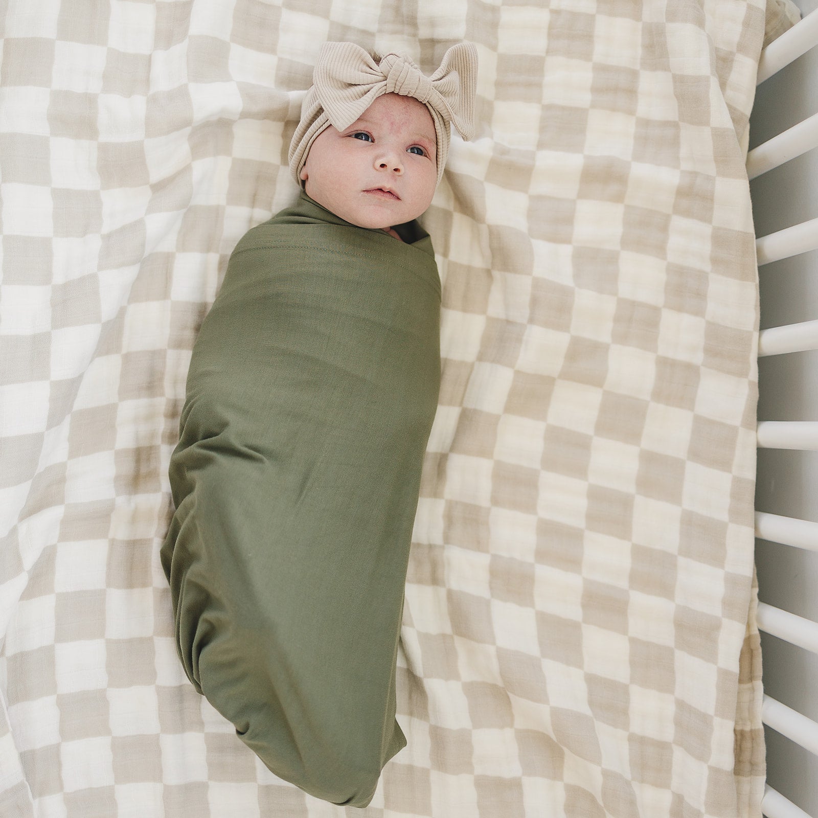 Mebie Baby Taupe Checkered Muslin Quilt - 