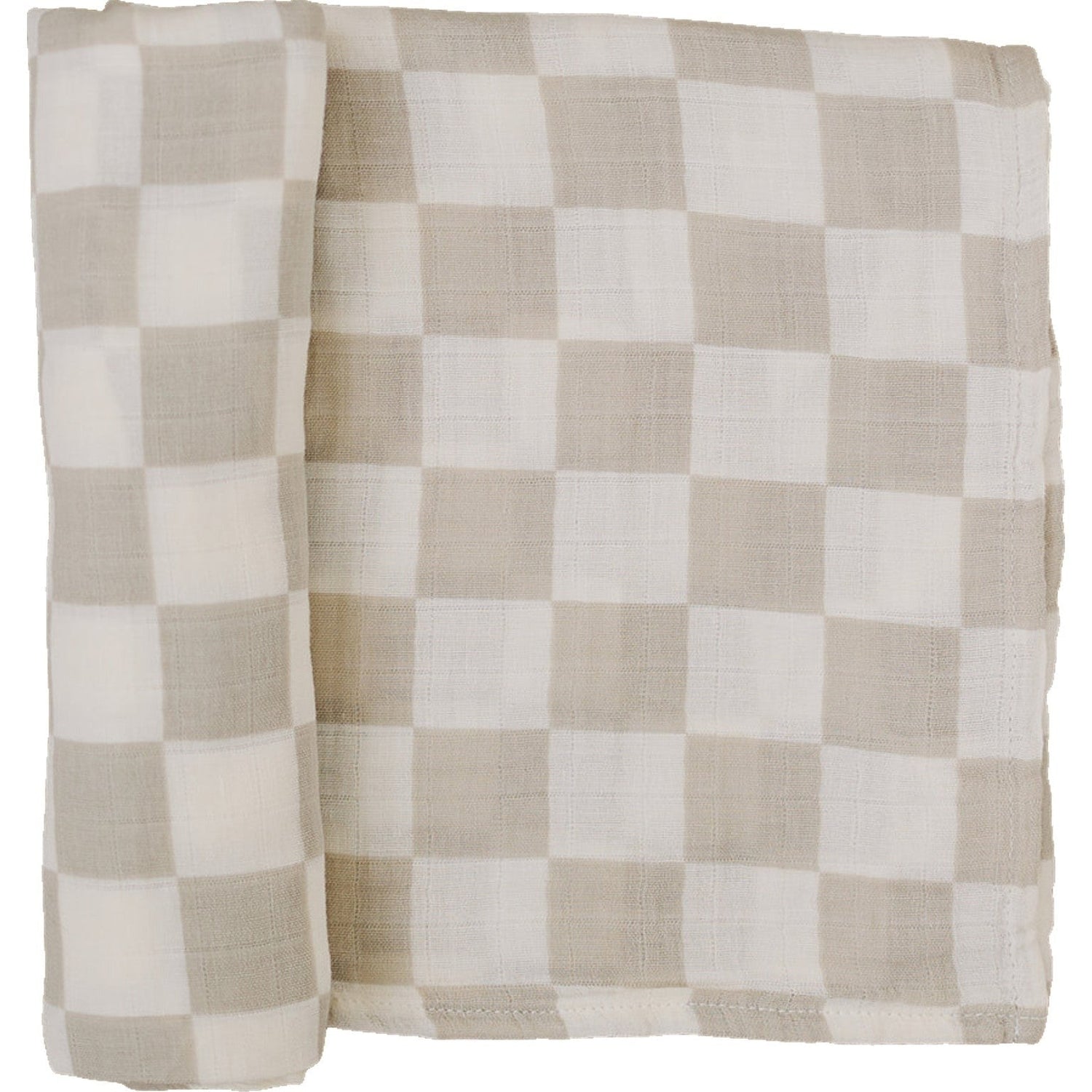 Mebie Baby Taupe Checkered Muslin Swaddle Blanket - 