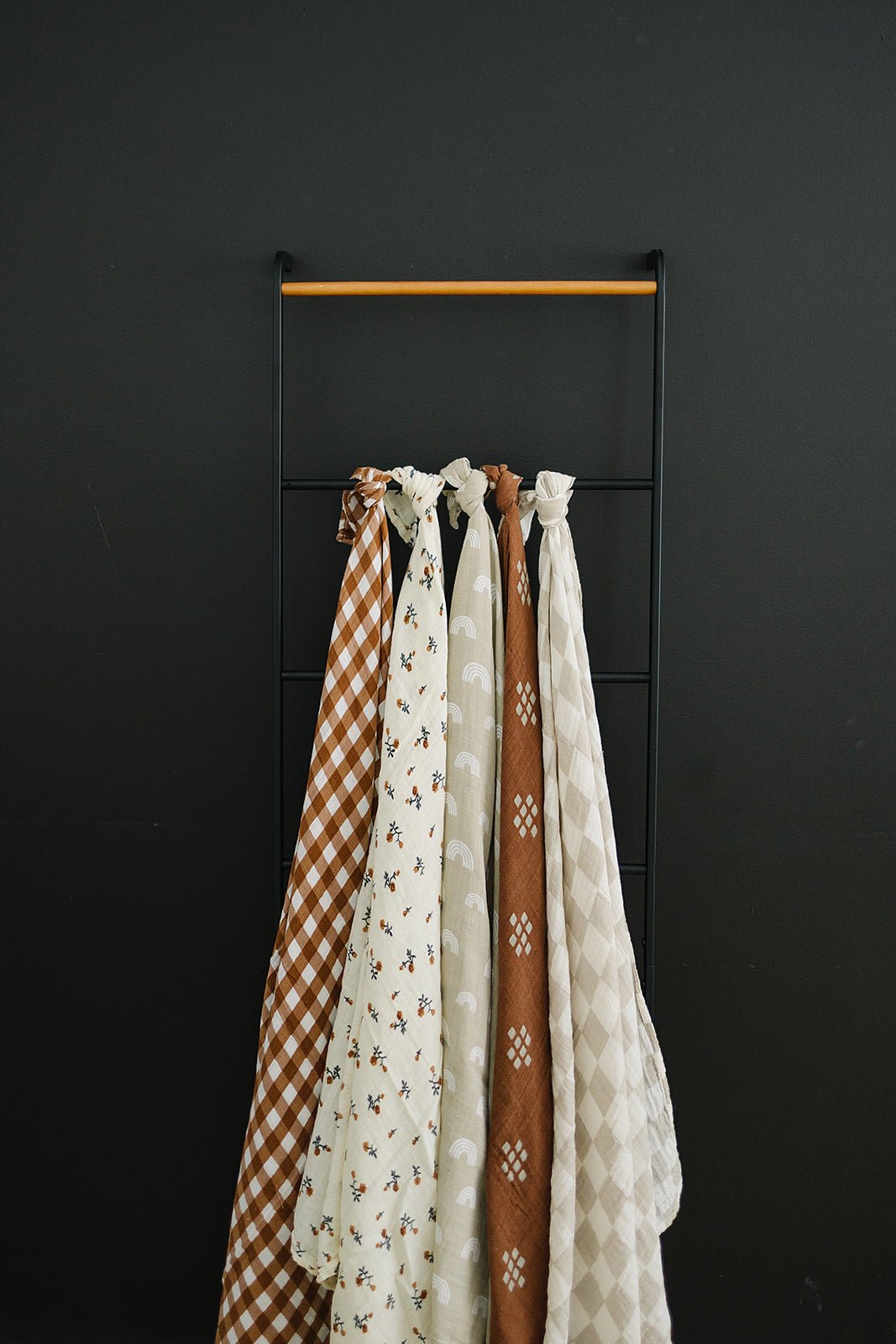 Mebie Baby Taupe Checkered Muslin Swaddle Blanket - 