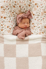 Mebie Baby Taupe Checkered Plush Blanket - 