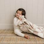 Mebie Baby Taupe Checkered Plush Blanket - 