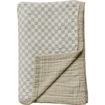 Mebie Baby Taupe Checkered Twin Muslin Quilt For Baby Bedding - 