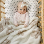 Mebie Baby Taupe Daisy Plush Blanket