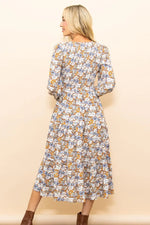 PinkBlush Taupe Floral Smocked Tiered Midi Dress - 