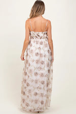 PinkBlush Taupe Multi Floral Print Sleeveless Maternity Maxi Dress - 