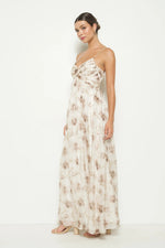 PinkBlush Taupe Multi Floral Print Sleeveless Maxi Dress - 