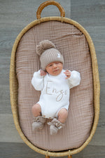 Harp Angel taupe organic cotton muslin baby blanket
