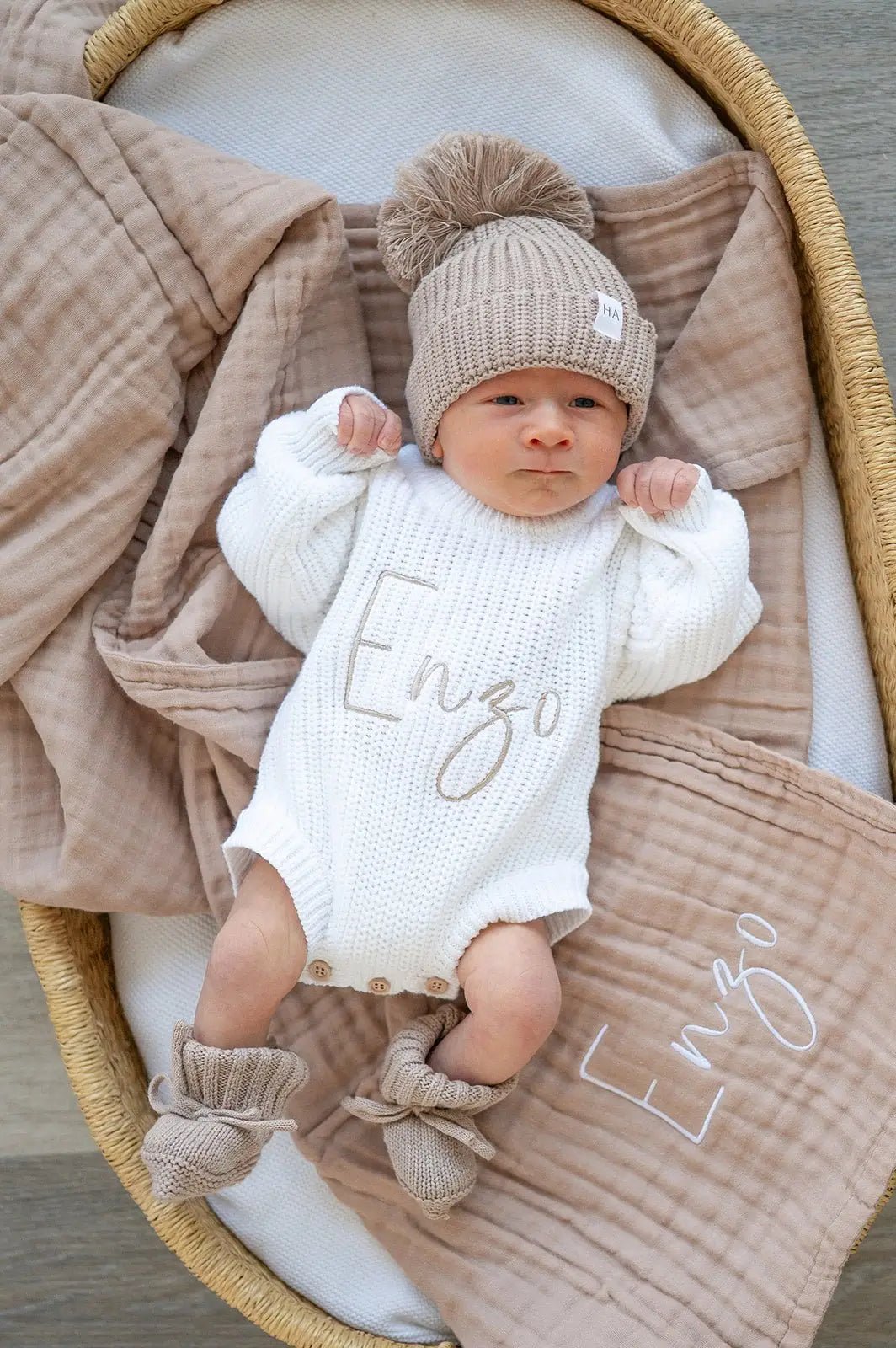 Harp Angel Boutique Taupe Organic Cotton Muslin Baby Blanket - 