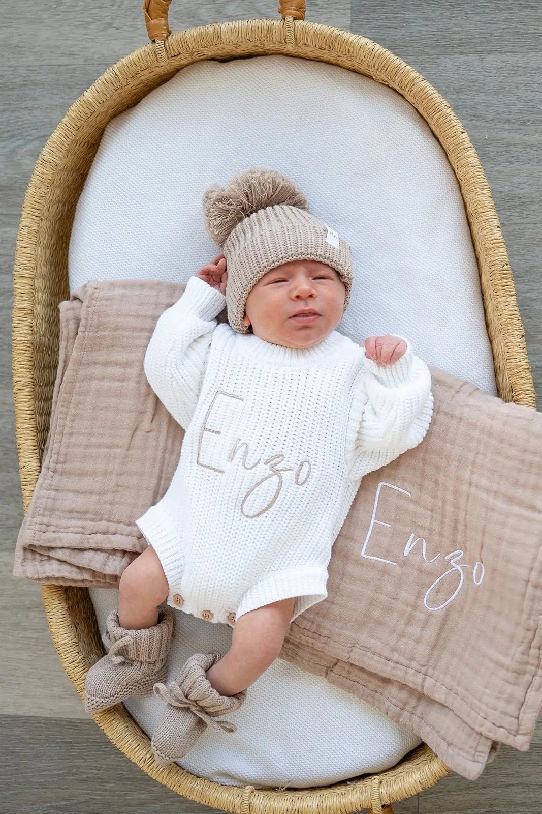 Harp Angel Boutique Taupe Organic Cotton Muslin Baby Blanket - 