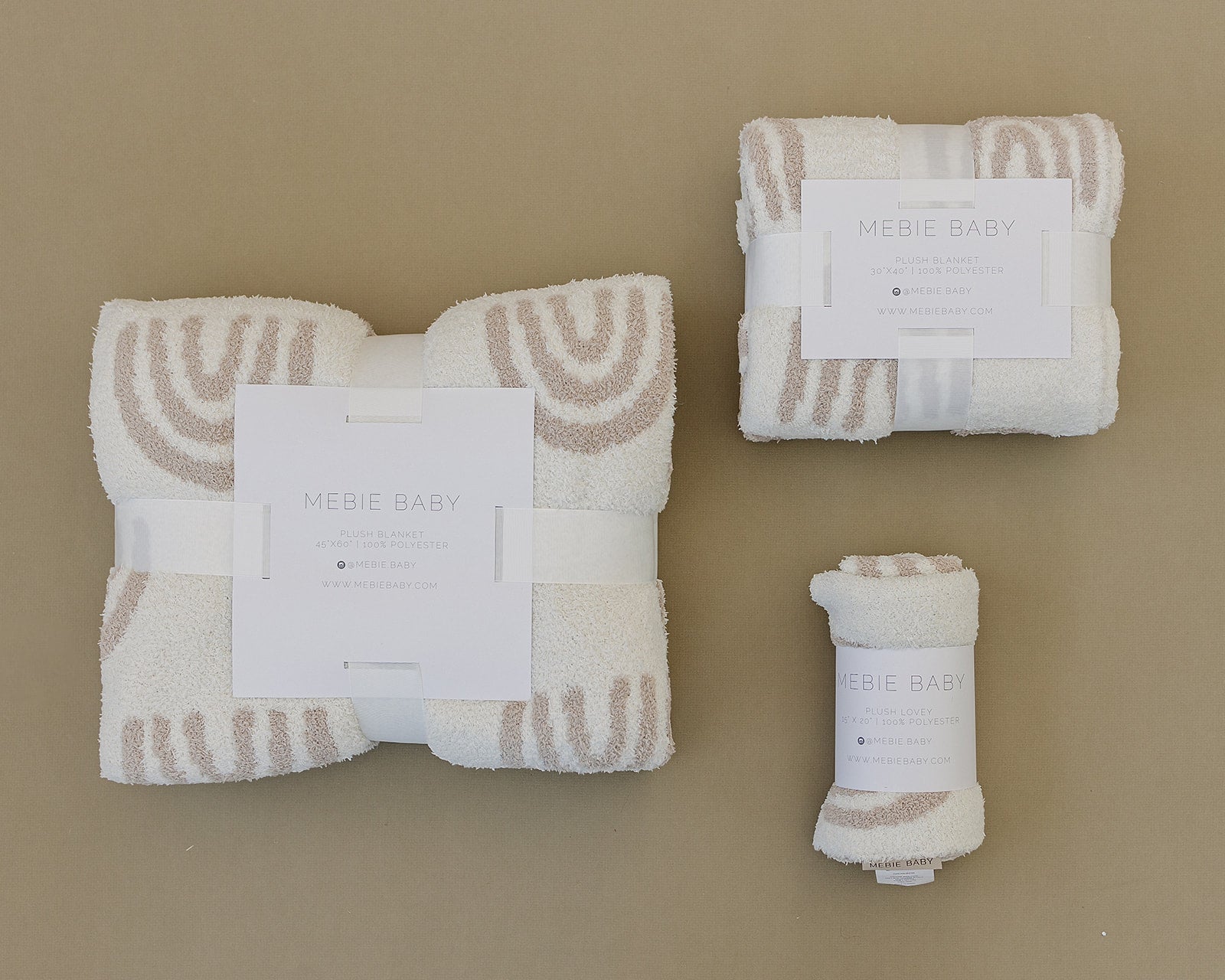 Mebie Baby Taupe Rainbow Plush Blanket Three Sizes Soft Lightweight Cozy For Everyone - 