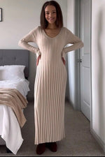 PinkBlush Taupe Ribbed Knit Maxi Dress - 