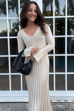 PinkBlush Taupe Ribbed Knit Maxi Dress - 
