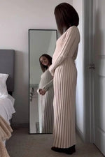 PinkBlush Taupe Ribbed Maternity Knit Maxi Dress - 