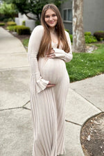 PinkBlush Taupe Ribbed Maternity Knit Maxi Dress - 