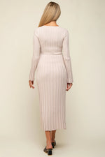 PinkBlush Taupe Ribbed Maternity Knit Maxi Dress - 