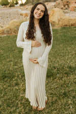 PinkBlush Taupe Ribbed Maternity Knit Maxi Dress - 