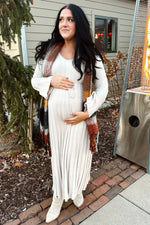 PinkBlush Taupe Ribbed Maternity Knit Maxi Dress - 