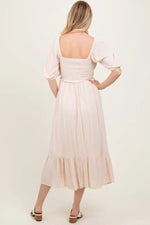 PinkBlush Taupe Smocked Cinched Front Maxi Dress - 