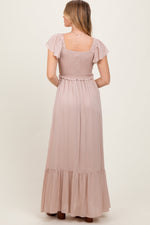 PinkBlush Taupe Smocked Top Woven Maxi Dress