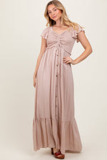 PinkBlush Taupe Smocked Top Woven Maxi Dress