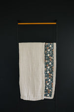 Mebie Baby Taupe Stripe + Midnight Floral Muslin Quilt - 