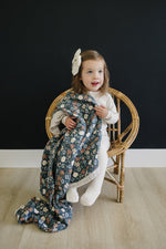 Mebie Baby Taupe Stripe + Midnight Floral Muslin Quilt - 