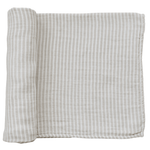 Taupe Stripe Muslin Swaddle Blanket - Linens, Textile, Woven fabric, Linen, Napkin | Everetts Place